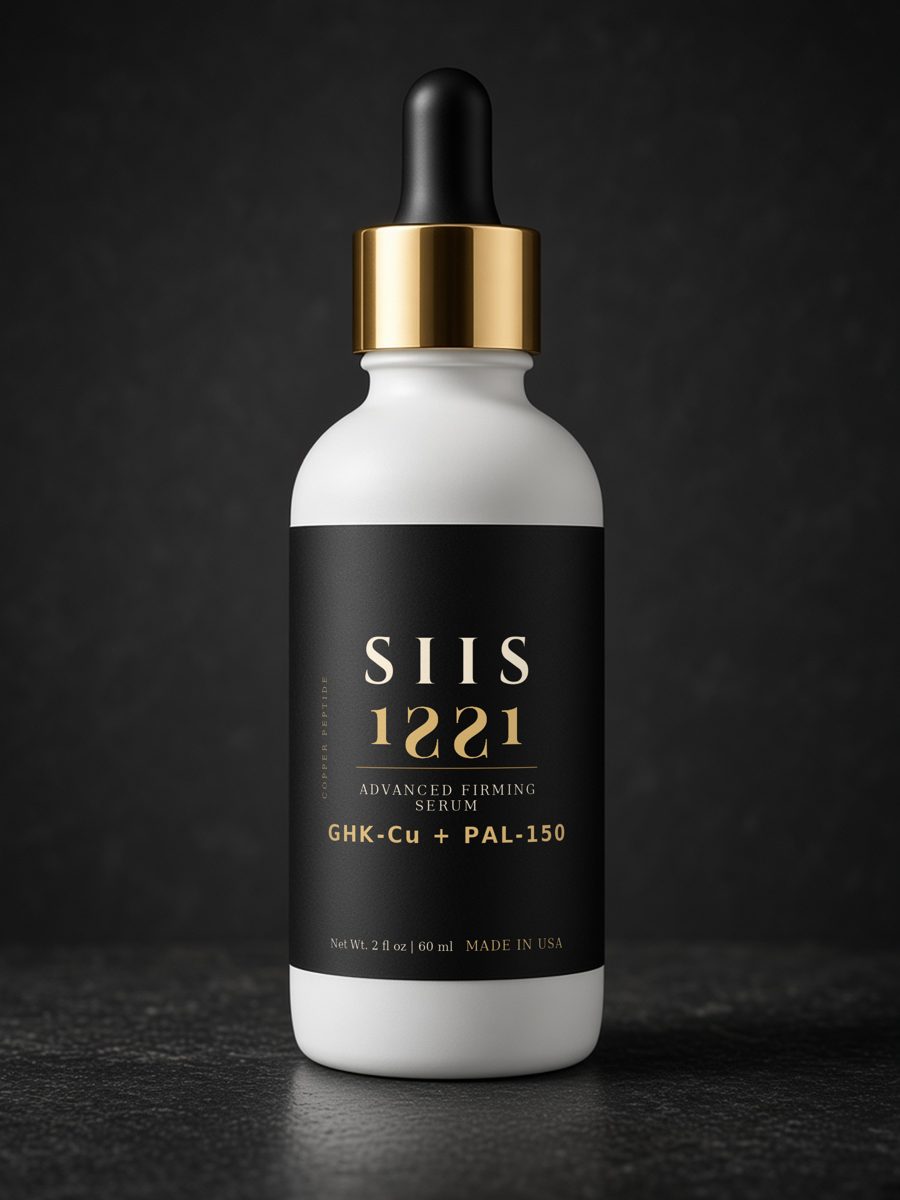 SIIS Copper Peptide GHK-Cu — Collagen Support / Elasticity Serum, 2 fl oz white glass bottle with gold dropper