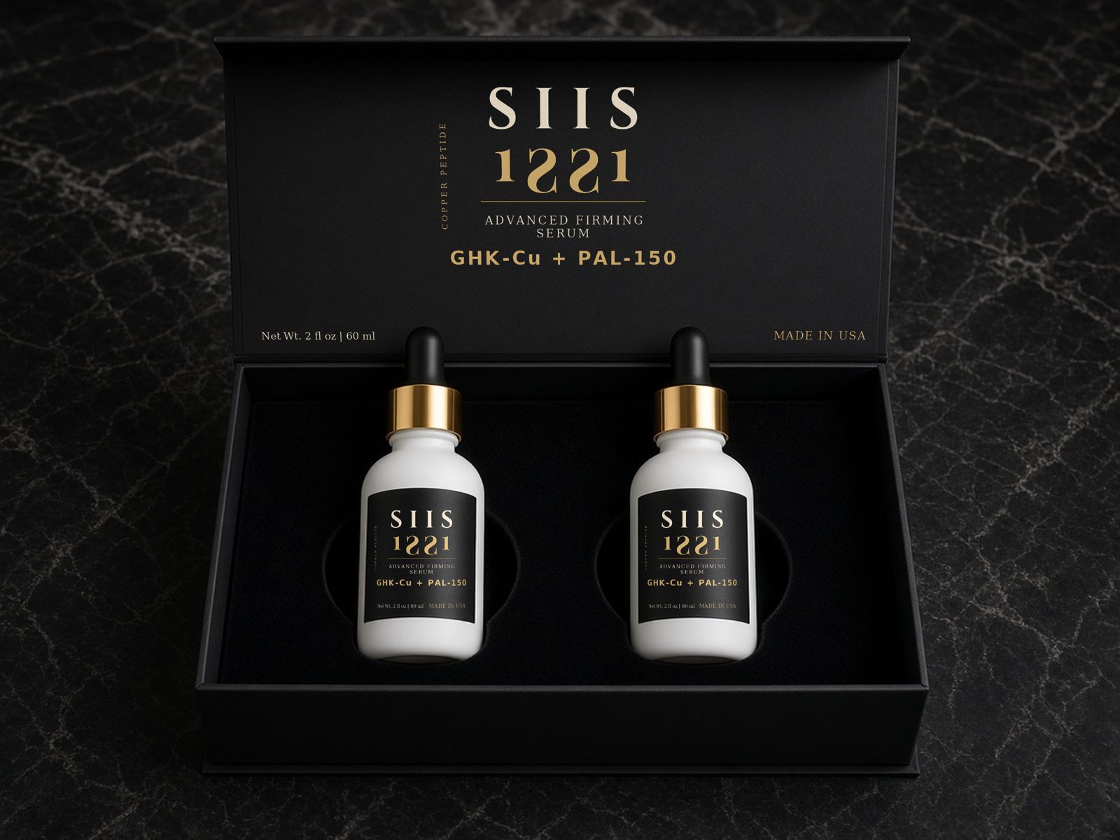 SIIS two-bottle gift set in black presentation box